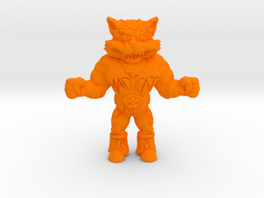 Mad Cat - MUSCLE style monochrome minifigure.  in Orange Processed Versatile Plastic