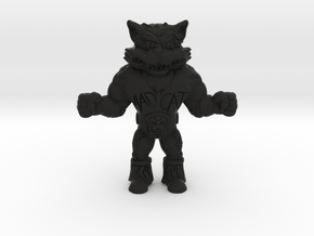 Mad Cat - MUSCLE style monochrome minifigure.  in Black Smooth Versatile Plastic