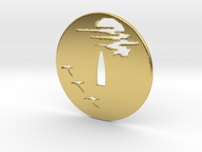 Tsuba moon in Polished Brass