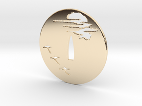 Tsuba moon in 14k Gold Plated Brass