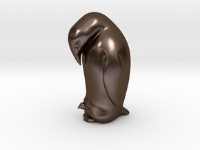 Penguin And Child in Polished Bronze Steel