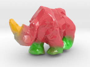 rhino low poly painted in Glossy Full Color Sandstone