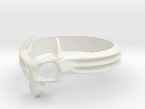 Skull Mask Ring -v3 in White Natural Versatile Plastic