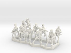 1/87 HO WWII Seated GI, Ten Soldiers Set in White Natural Versatile Plastic