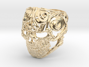 King Carved Floral Skull in 14k Gold Plated Brass: 7 / 54