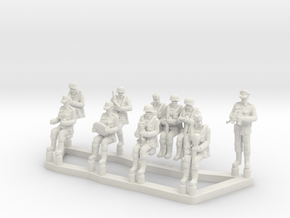 1/87 HO WWII Seated Wehrmacht Soldiers in White Natural Versatile Plastic