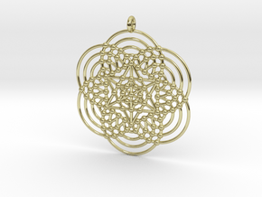Merkaba Fractal Metatron Cube Pendant in 18k Gold Plated Brass