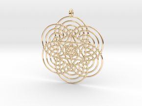 Merkaba Fractal Metatron Cube Pendant in 14K Yellow Gold