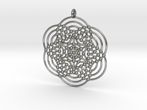 Merkaba Fractal Metatron Cube Pendant in Polished Silver