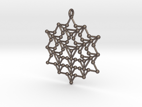 64 Tetrahedron Grid Pendant in Polished Bronzed-Silver Steel