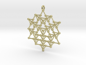 64 Tetrahedron Grid Pendant in 18k Gold Plated Brass