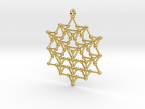 64 Tetrahedron Grid Pendant in Polished Brass