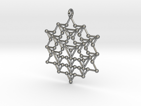 64 Tetrahedron Grid Pendant in Polished Silver