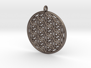 Flower of life M Pendant in Polished Bronzed-Silver Steel