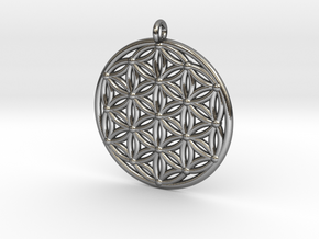 Flower of life M Pendant in Polished Silver