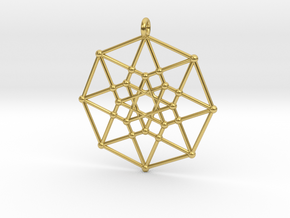 Tesseract Pendant in Polished Brass