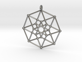 Tesseract Pendant in Polished Silver