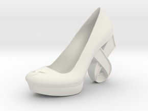 Left Cancer Ribbon High Heel in White Natural Versatile Plastic