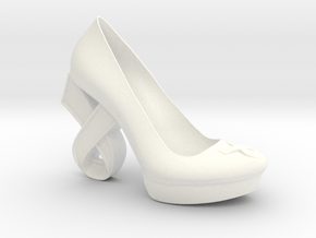Right Cancer Ribbon High Heel in White Smooth Versatile Plastic