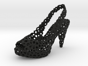 Left Voronized Slingback High Heel in Black Smooth Versatile Plastic