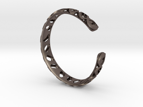 Meta open bracelet in Polished Bronzed-Silver Steel