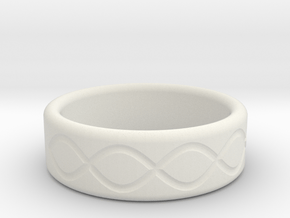  Comfy, infinity-pattern wide 3D-printed ring in White Natural Versatile Plastic: 8.5 / 58