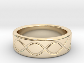  Comfy, infinity-pattern wide 3D-printed ring in 14K Yellow Gold: 8.5 / 58
