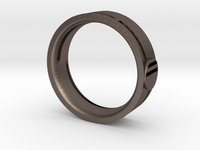 Men's Wedding Band in Polished Bronzed Silver Steel