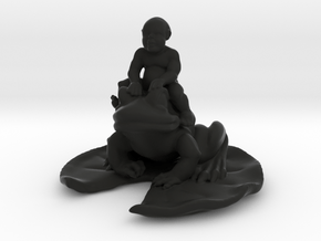 Putti On A Frog on a Pad 3 Inches tall in Black Smooth PA12