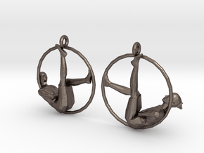 earrings "Hoop girl1" in Polished Bronzed Silver Steel