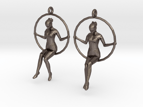 earrings "Hoop girl 2" in Polished Bronzed Silver Steel
