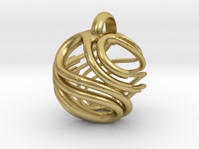 Swirl Earring and/or Pendant  in Natural Brass: Small
