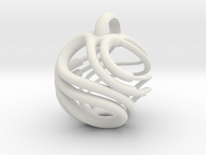 Swirl Earring and/or Pendant  in White Natural Versatile Plastic: Medium
