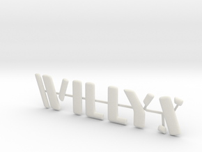Willys Jeep Stamped look individual letters,6.5" in White Natural Versatile Plastic