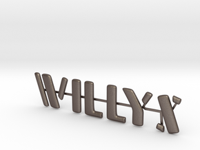 Willys Jeep Stamped look individual letters,4.4" in Polished Bronzed-Silver Steel