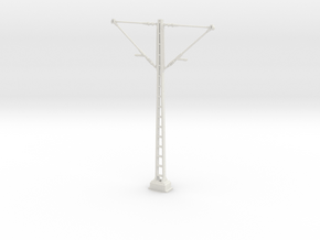 Catenary mast with double arms 78 mm - (1:32) in White Natural Versatile Plastic