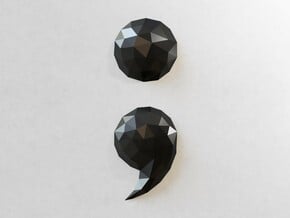 Low Poly Wall Art: Semicolon (Smooth Plastic) in Black Smooth Versatile Plastic
