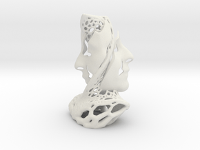 Two Faces in a Voronoi Tree (1st Edition) in White Natural Versatile Plastic: Small