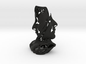 Two Faces in a Voronoi Tree (1st Edition) in Black Smooth Versatile Plastic: Small