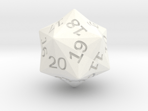 Star Cut D20 (spindown) in White Smooth Versatile Plastic: Small