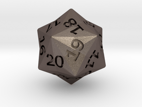 Star Cut D20 (spindown) in Polished Bronzed-Silver Steel: Small