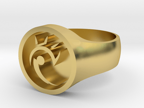 Gwendolyn’s Wartlop Glyph Large Face Ring in Polished Brass: 5 / 49