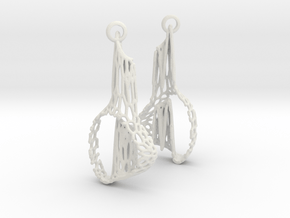 Voronoi Cascade Drop Earrings in White Natural Versatile Plastic