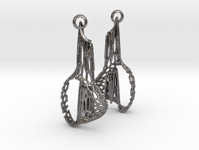 Voronoi Cascade Drop Earrings in Polished Nickel Steel