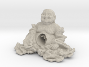 HOTEI AND TREE (7'' tall) in Natural Sandstone