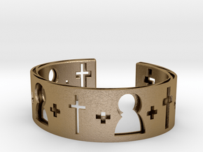Cross bracelet in Polished Gold Steel