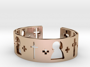 Cross bracelet in 14k Rose Gold Plated Brass