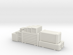 HO/OO Spoked Flatbed Random Crate Load in White Natural Versatile Plastic