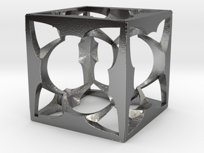 Menger Cube small 30mm in Polished Silver