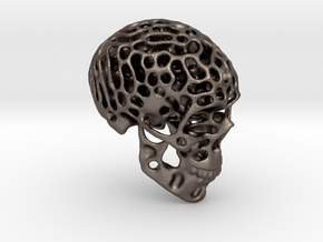 Skull - Reaction Diffusion Sculpture in Polished Bronzed-Silver Steel